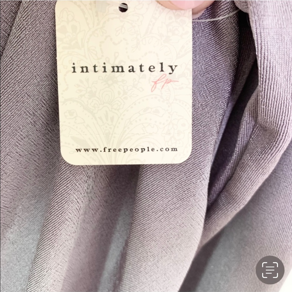 Free People Bodysuit Turnt Wrap Neck Long Sleeve Top Silver Mauve L NWT - Picture 9 of 10